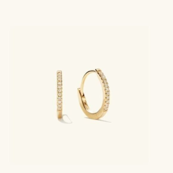 Perfect Everyday HUGGIES Gold Pave "Diamond" huggies w/cz High Quality hoops - Picture 3 of 14